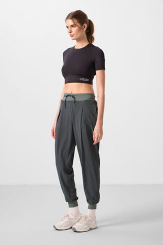 Mid Waist Thin Jersey Jogger Pants with Pocket