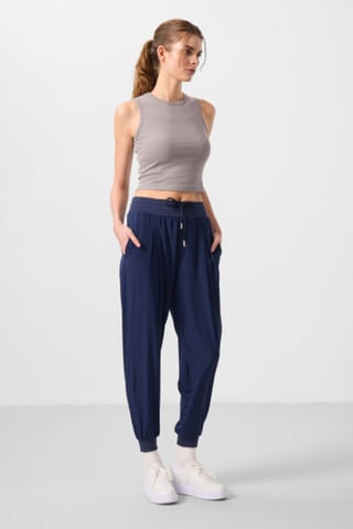Mid Waist Thin Jersey Jogger Pants with Pocket