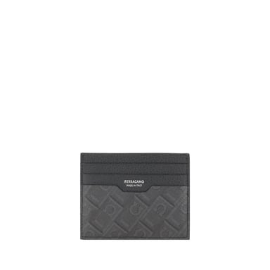 Ferragamo Gray Calf Leather Bos Taurus Wallet