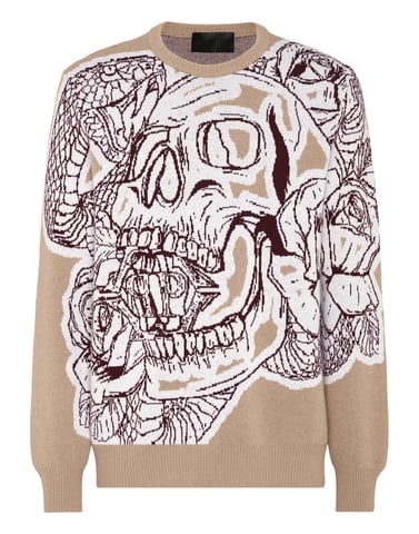 Pullover Round Neck Skull