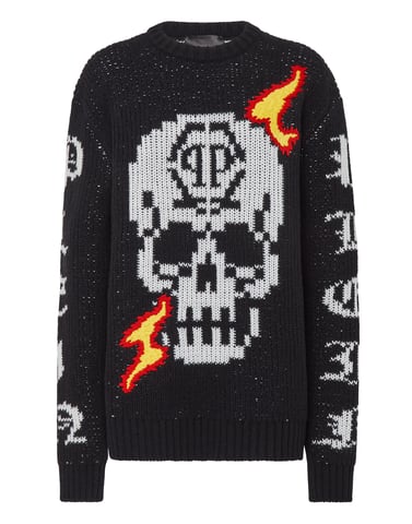 Pullover Round Neck Skull