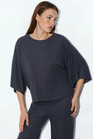 Lös passform Ribbad Crew Neck Blus