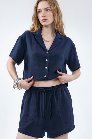 Mid Waist Wide Leg Shorts with Drawstring Waist