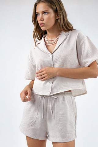 Mid Waist Wide Leg Shorts with Drawstring Waist