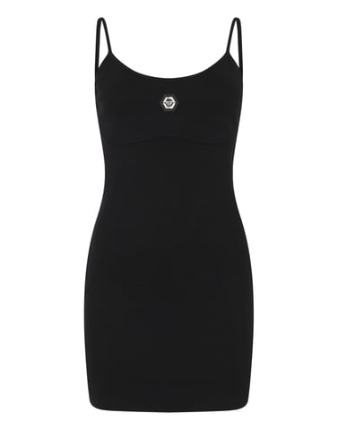 Cotton Rib Short Tank Dress Crystal Hexagon