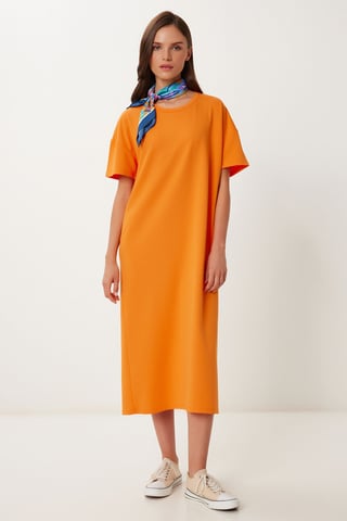 Midi Cotton Dress with Slit
