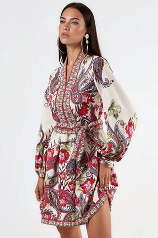 Patterned A-line Mini Dress