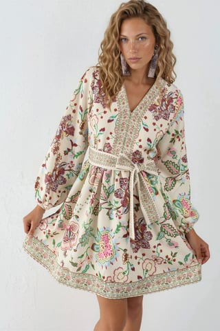 Patterned A-line mini dress