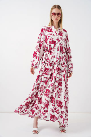 Patterned V-Neck Maxi Dress