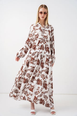 Patterned V-Neck Maxi Dress