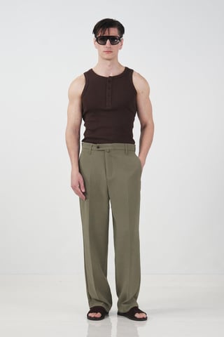 Tailored Mid Waist Straight Leg Pants