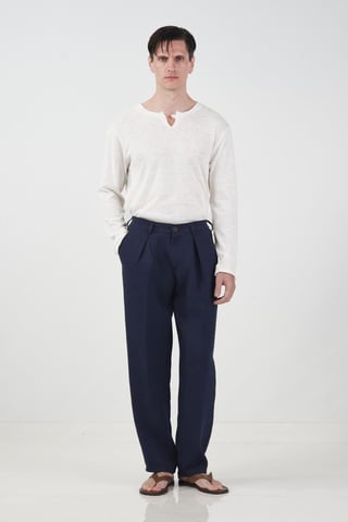 Textured Pleated Tailored Trousers