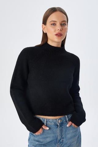 Women's Cropped Textured Knit Sweater