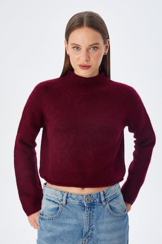 Women's Cropped Textured Knit Sweater