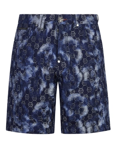 Denim Shorts Jacquard Monogram