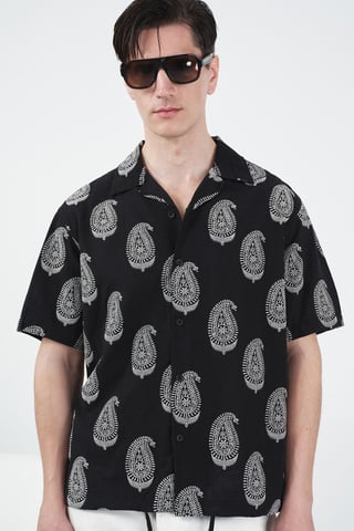 Regular Fit Paisley-mönstrad skjorta med knäppning