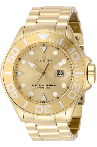 Invicta Grand Diver 48613 Men's Watch - Quartz Movement - Stainless Steel with Gold Dial - 52 mm