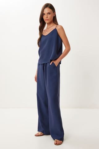 V-Neck Sleeveless Two-Piece Coord Set with Wide Leg Pants