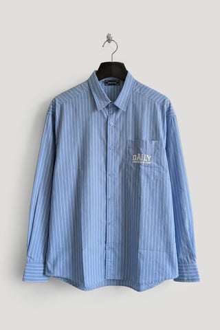 Men's Striped Long Sleeve Shirt with Embroidery