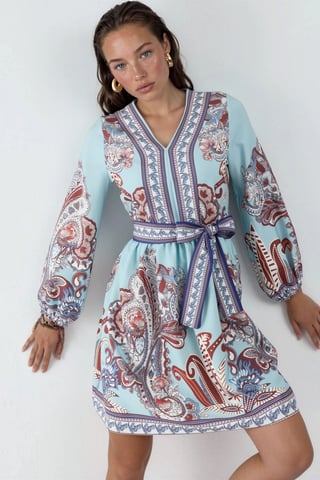 Patterned A-line mini dress