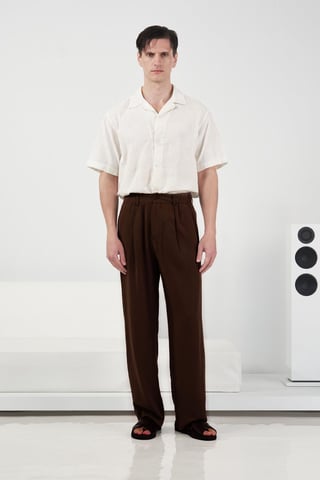 High Waist Wide Leg Pleated Trousers