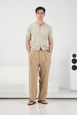 Tailored Wide Leg Pleated Trousers