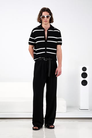 Wide Leg Pleated Trousers