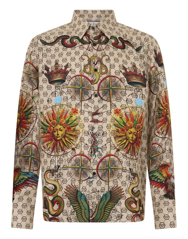 Silk Pajamas Shirt Monogram Tattoo