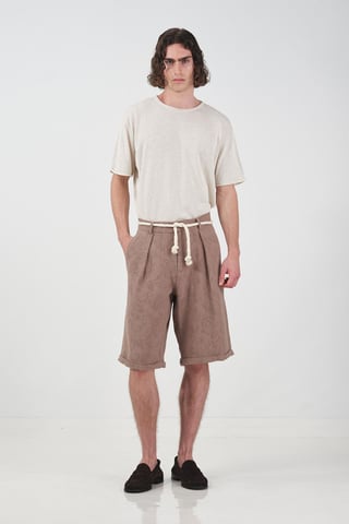 Textured Mid Waist Wide Leg Shorts