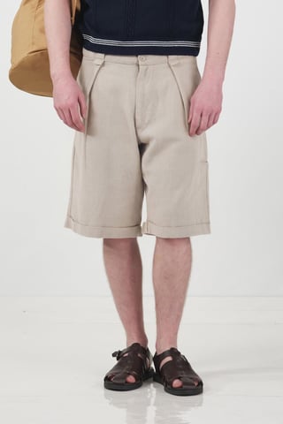Mid Waist Wide Leg Chino Shorts with Pockets