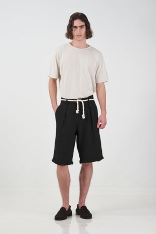 Wide Leg Mid Waist Shorts with Tie Detail