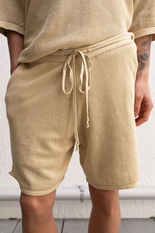 Textured Knitwear Mid Waist Sweat Shorts