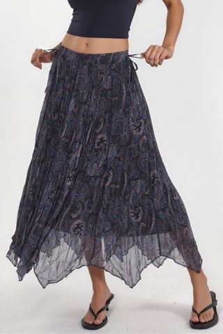 High Waist Paisley Midi Skirt