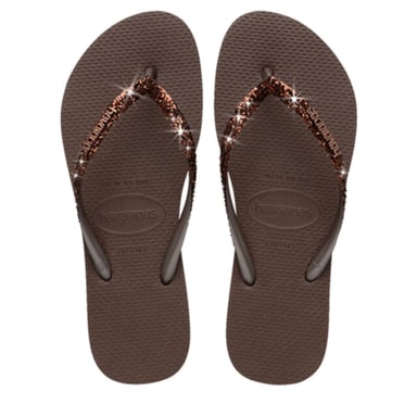 Havaianas Slim glitter ii dark brown teenslippers dames