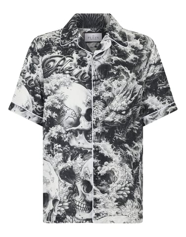 Linen Bowling Shirt All-Over Ceramic