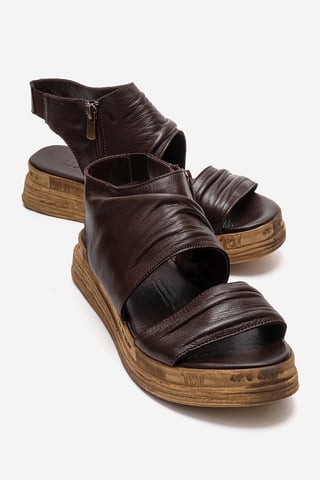 Lunas Leather Side-Zip Flat Heel Sandal