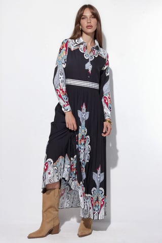 Patterned Long Woven Maxi Dress