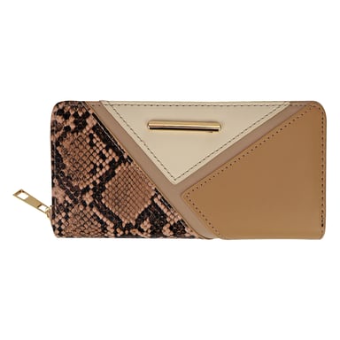 Dames Faux Leer Portemonnee Grote Gepaneelde Tas Kaart Munt Organiser