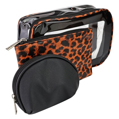 3-delige Dames Cosmeticazak Set Leopardenprint Makeup Toilettas Reiskoffers
