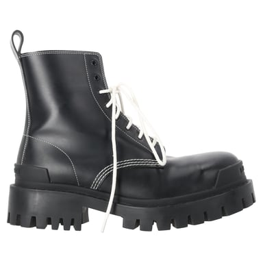 Balenciaga Stivaletti Strike Snörstövlar i Svart Läder