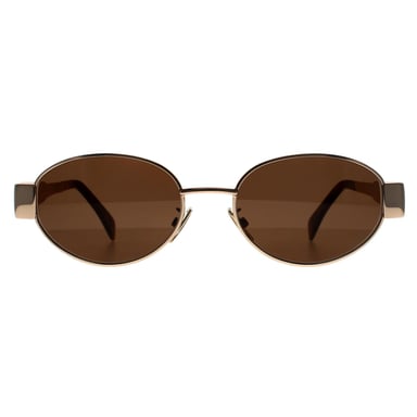 Celine CL40235U Metal Triomphe 28E glanzend geel goud bruin zilver spiegel zonnebril