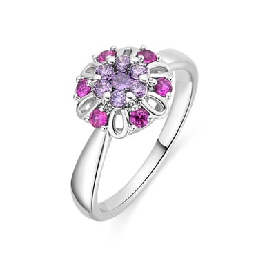 Luxenter Ring in Metal Alloy and Multicolor Zirconia finished in rhodium - Goryah