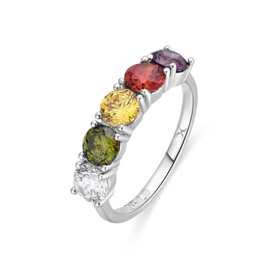 Luxenter Ring in Metal Alloy and Multicolor Zirconia finished in rhodium - Mund