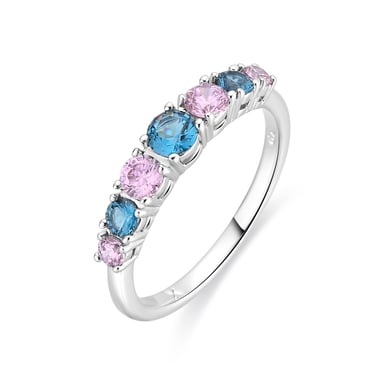 Luxenter Ring in Metal Alloy and Multicolor Zirconia finished in rhodium - Zebe