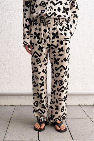 Ethnic Print Relaxed Fit Wide Leg Pants