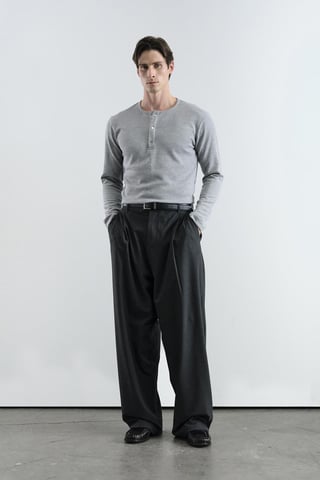 Wide Leg Striped Pleated Pants