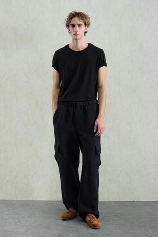 Wide Leg Textured Pull-On Pants