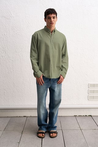 Cotton Oversized Button-Up Shirt