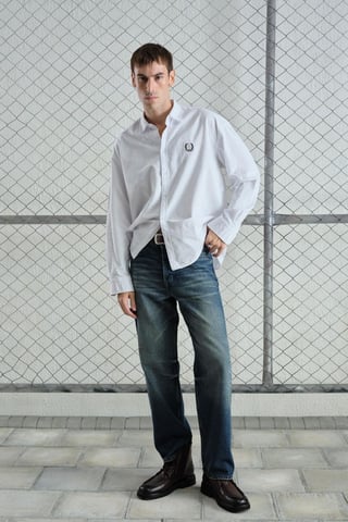 Embroidered Long Sleeve Button-Up Shirt