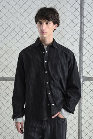 Striped Snap-Button Long Sleeve Shirt